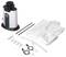 Ironing device and accessory set, consisting of two rods, white shirt, carrying arm, clamps and cable, on white background.