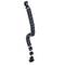 The image depicts a flexible, segmented cable chain in black and blue for guiding cables in machinery or industrial applications.