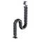 Flexible cable management channel in black with blue elements, showing an S-shaped bend. Ideal for cable organisation.