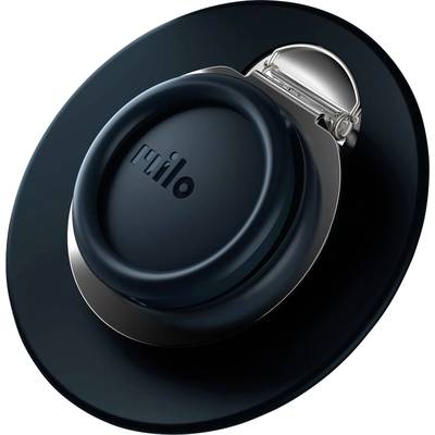 A round black magnet with a metal clip, with 'ruilo' printed on it.