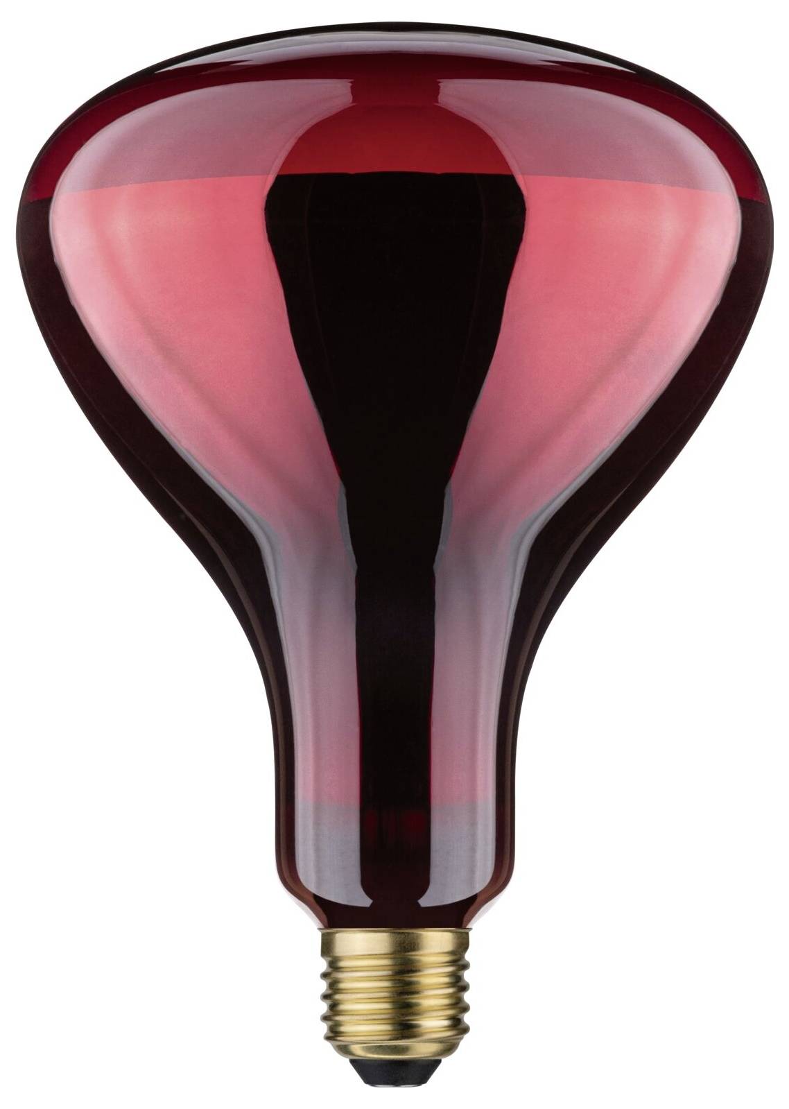 Red-tinted light bulb in a classic shape against a white background. It has an E27 socket and is often used for heating or specialised purposes.