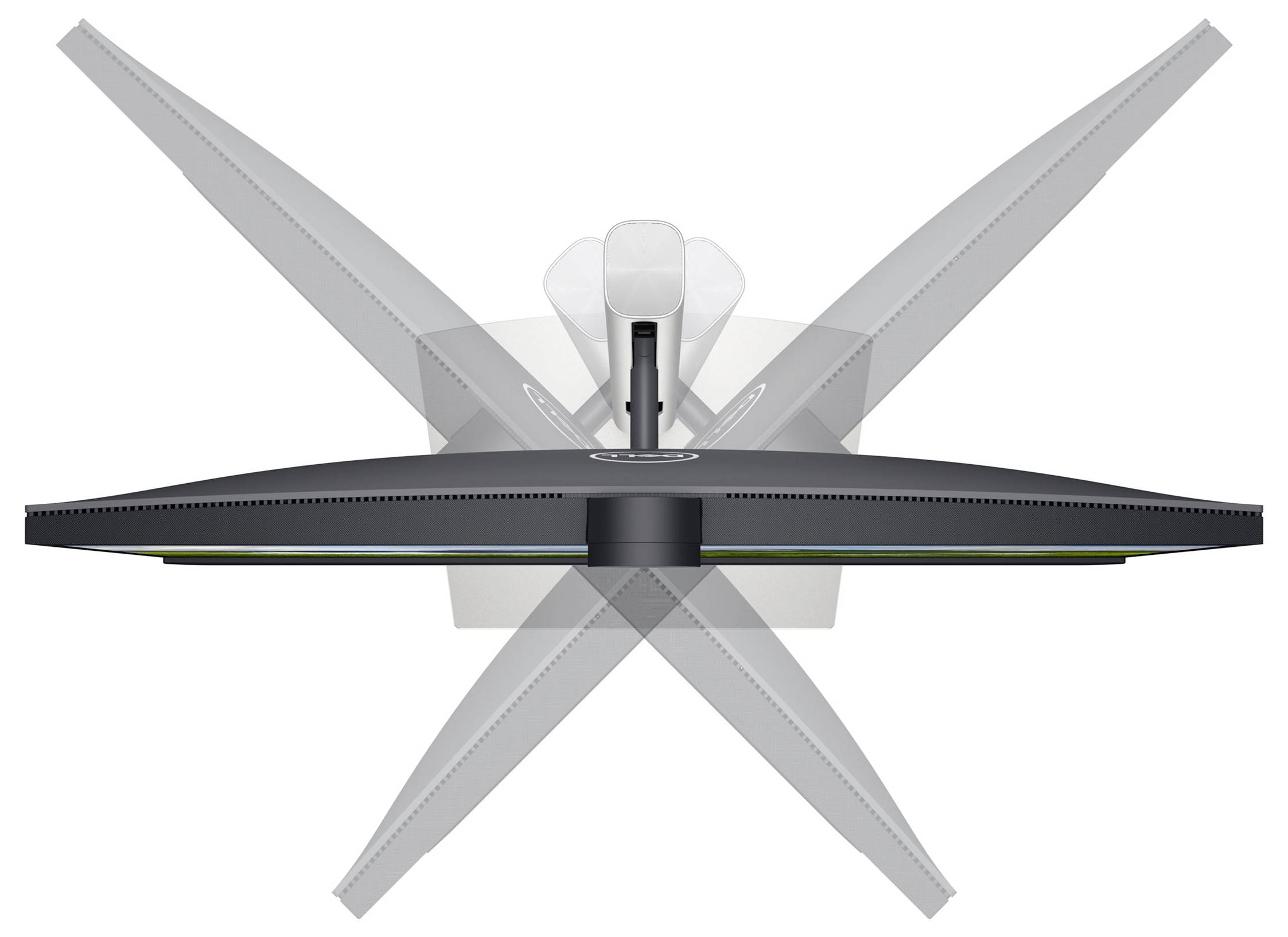 A monitor with an adjustable stand, which allows for flexible screen positioning, is shown from various angles.