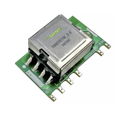 Small electronic component on a green circuit board, with the inscription '10ACFE1M 3.6 series S' and the logo 'GAPTEC'.