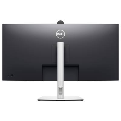 A Dell monitor from behind, black with a silver stand, shows the clean, modern design without cable view.