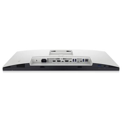 Back of a computer monitor with various ports, including HDMI, DisplayPort, USB and power connector.