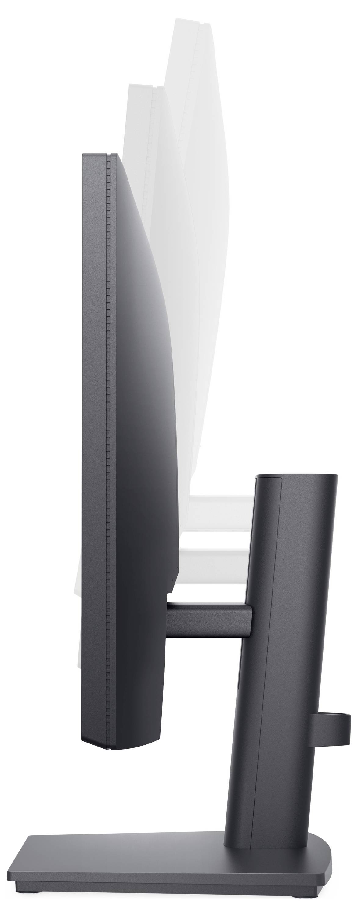 Side view of a monitor with an adjustable tilt angle, showing flexible positioning for improved visibility and comfort.