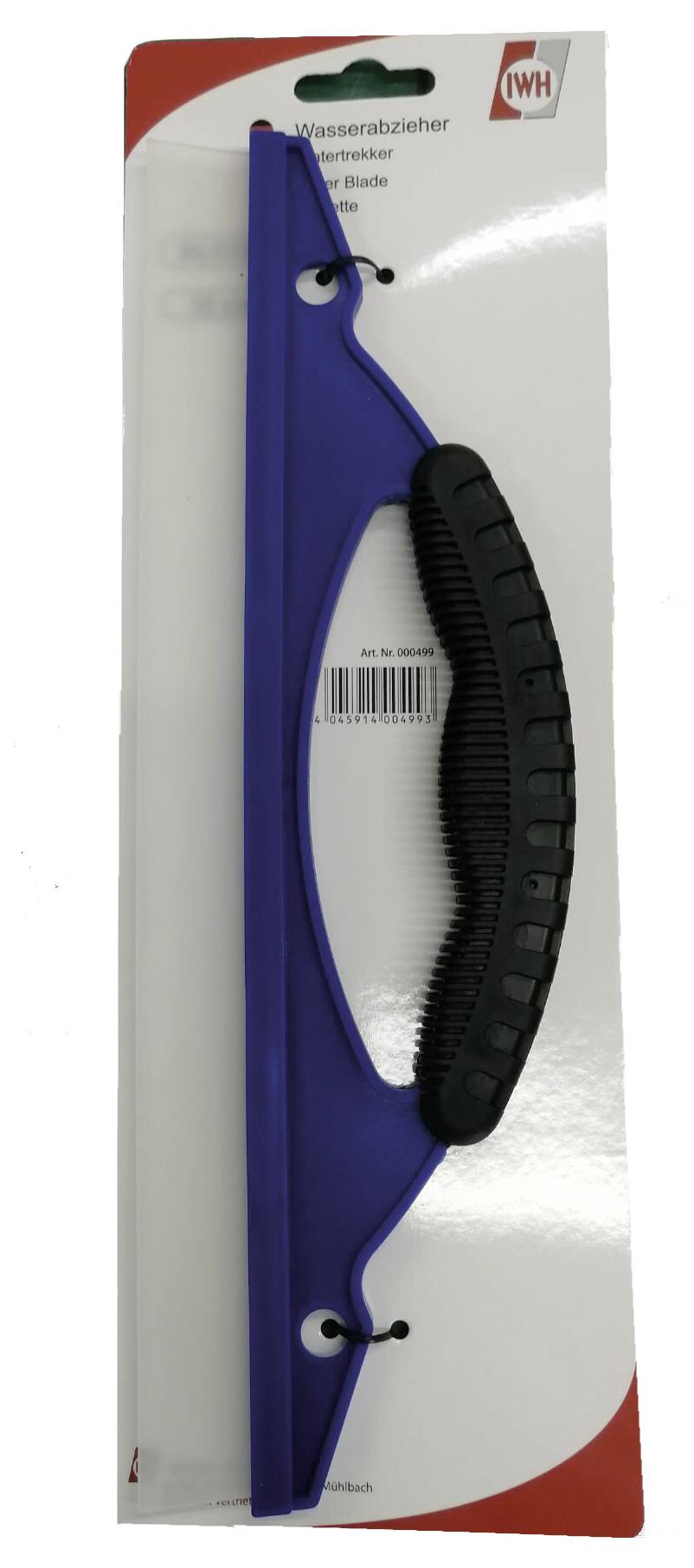 Water squeegee with black handle packaged on red cardboard. The TWH logo is visible in the top right corner.