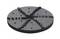 A round, black non-slip mat with a diagonal ribbed pattern. Used to keep items stable on surfaces.