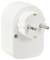 A white EU socket adapter with two round pins for use in European power outlets.