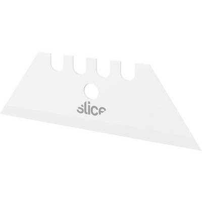 A white, triangular blade with rounded tips and a hole in the centre. The word 'slice' is printed on the blade.