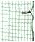 A green mesh net with square openings; bound with a black knot on the right side. Unlocked and robust, suitable for safety or decoration.