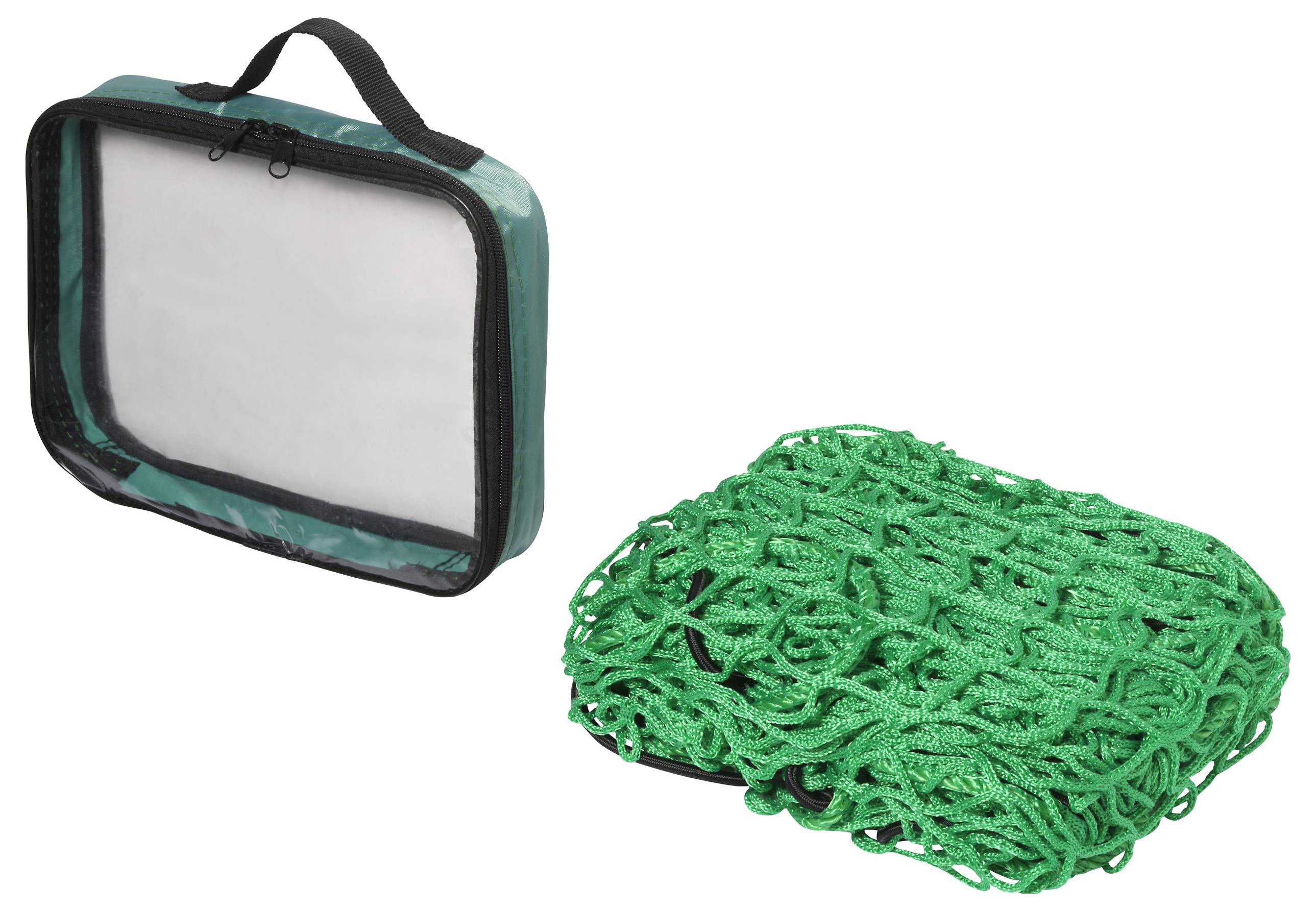 Green net in carrier bag.