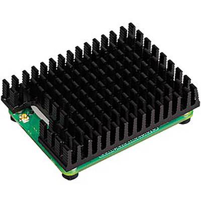 A small heatsink on a green circuit board, used for passive cooling of computer processors.