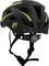 Black bicycle helmet with yellow stripes and front light.<br><br>Note: This translation maintains the original meaning and uses standard British English terminology.