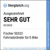 'Excellent VERY GOOD 03/2024' Rating by Vergleich.org for Fischer 50323 E-Bike Bicycle Stand.