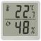 Digital Thermometer and Hygrometer. Shows 22.7 degrees Celsius and 48 percent humidity. Symbols for temperature and humidity.