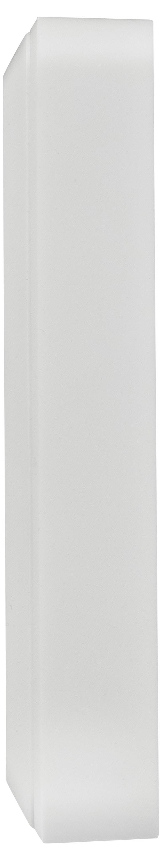 A white rectangular block in a vertical orientation against a white background.