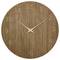 Large wooden clock with golden numerals and hands; shows 10:10.
