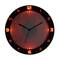Analogue clock with luminous red numerals and hour markers on a black dial. The time is 10:10.