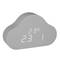 Grey, cloud-shaped digital clock with white display showing '23°C 23 1'.