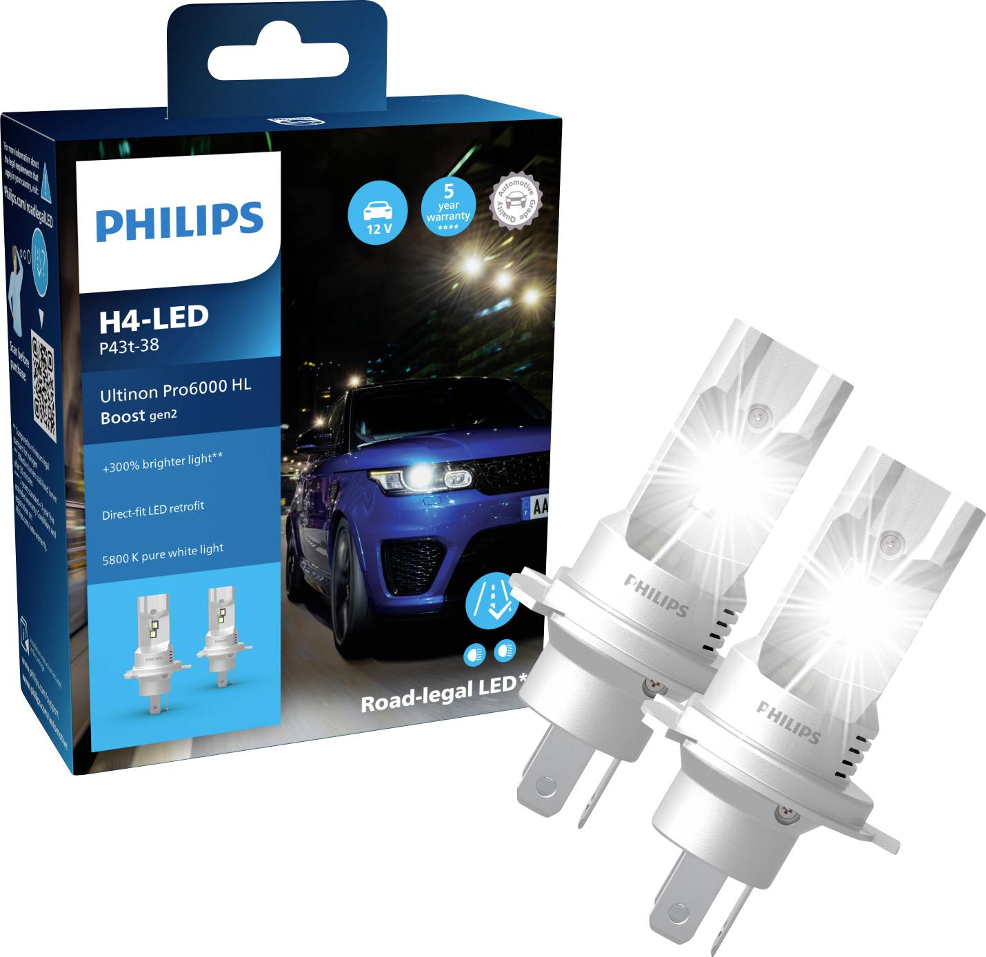 Philips Automotive 11342U60B2X2 LED bulb Ultinon Pro6000 H4 12 V