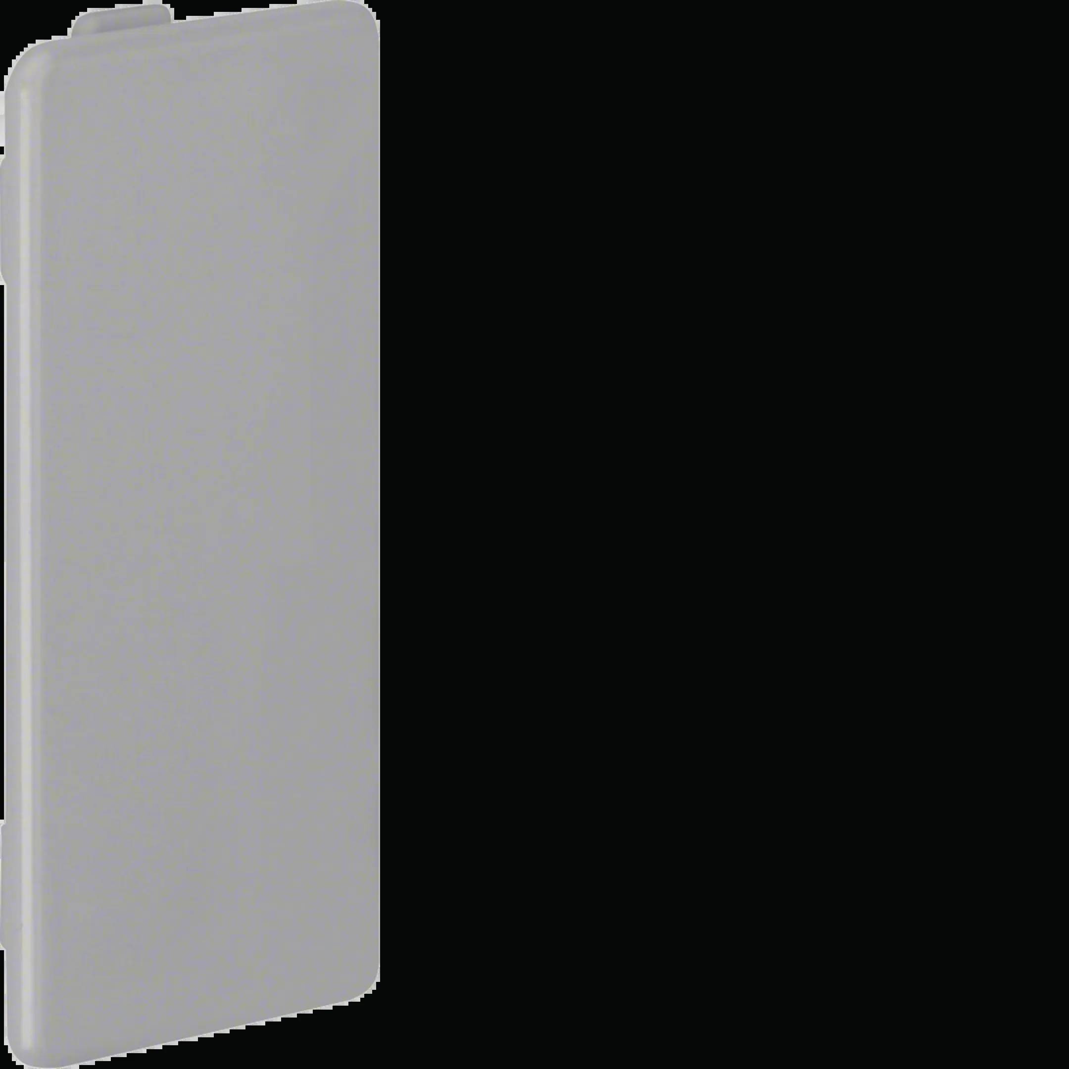 A modern smartphone in silver colour, standing upright.