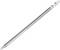 A silver metal pin with a smooth surface and a sharpened end lies diagonally on a white background.