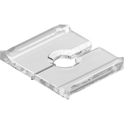 A square, transparent base with a circular cut-out in the centre, likely a holder or stand.