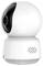 A white surveillance camera with a black lens and microphone, which appears to be pan and tilt capable.