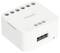 A white, square Aqara smart home sensor with multiple connections and a button on the top surface.