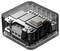 A transparent casing reveals an electronic circuit with multiple components stacked on top of each other.