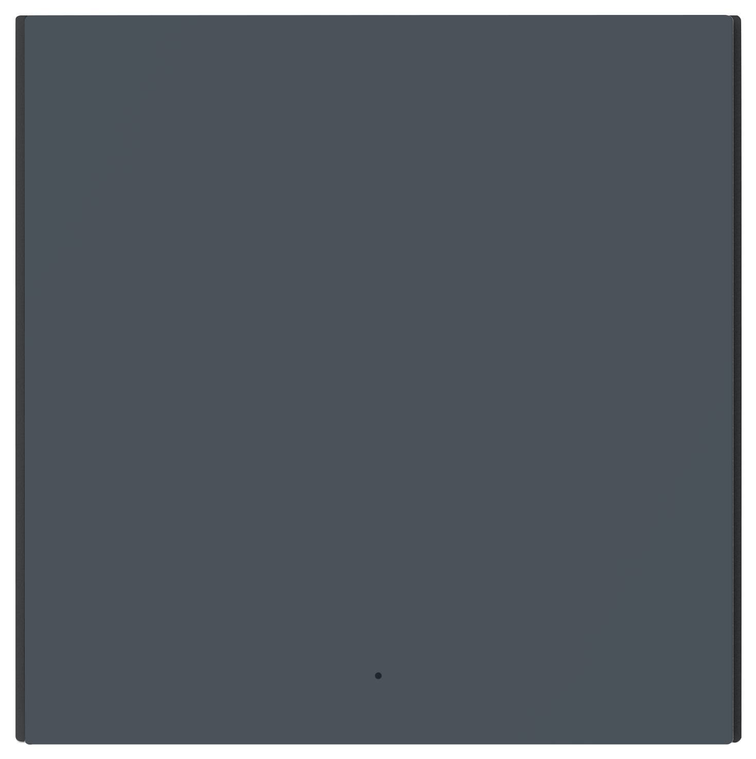 Dark blue, square, smooth background without visible details or patterns.