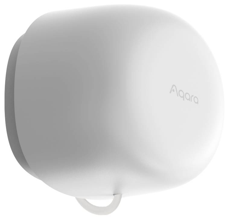 A wireless smart home sensor with a minimalist design and rounded edges; displays the 'Aqara' logo on the front.