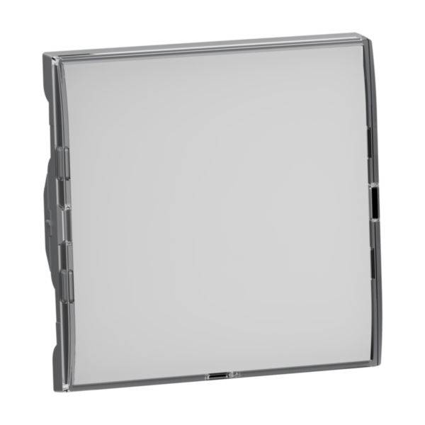 A simple, square, white switch cover design with rounded corners and a grey frame.