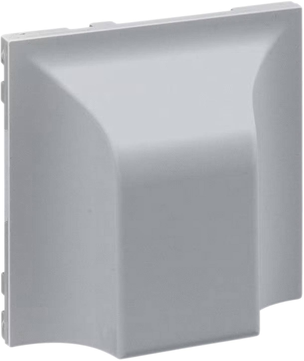 Grey plastic cover with a smooth surface and slightly curved design, likely used to protect sockets or connections.