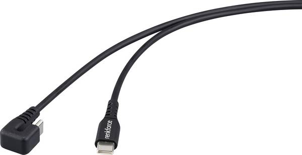 Renkforce USB cable USB 2.0 USB-C® plug, USB-C® plug 1.00 m Black 180 degree connector RF-6721078