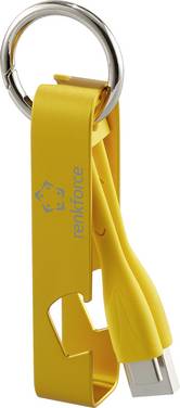 Renkforce USB cable USB 2.0 USB-A plug, USB-C® plug 0.15 m Yellow Keyring, Bottle opener RF-6721080