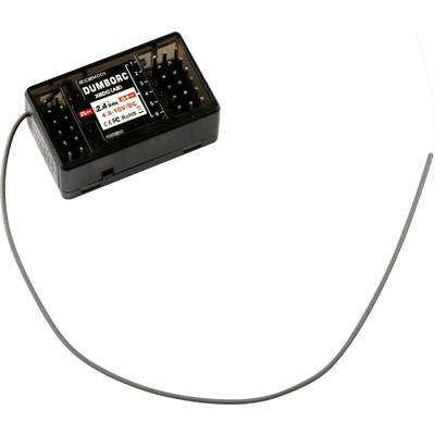 Receiver module for RC models with multiple ports and long antenna cable. Marking: 'DumboRC X6FG 2.4G'.
