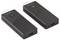 Two black HDMI wireless adapters with the letters 'T' and 'R' on top, enabling wireless transmission between devices.