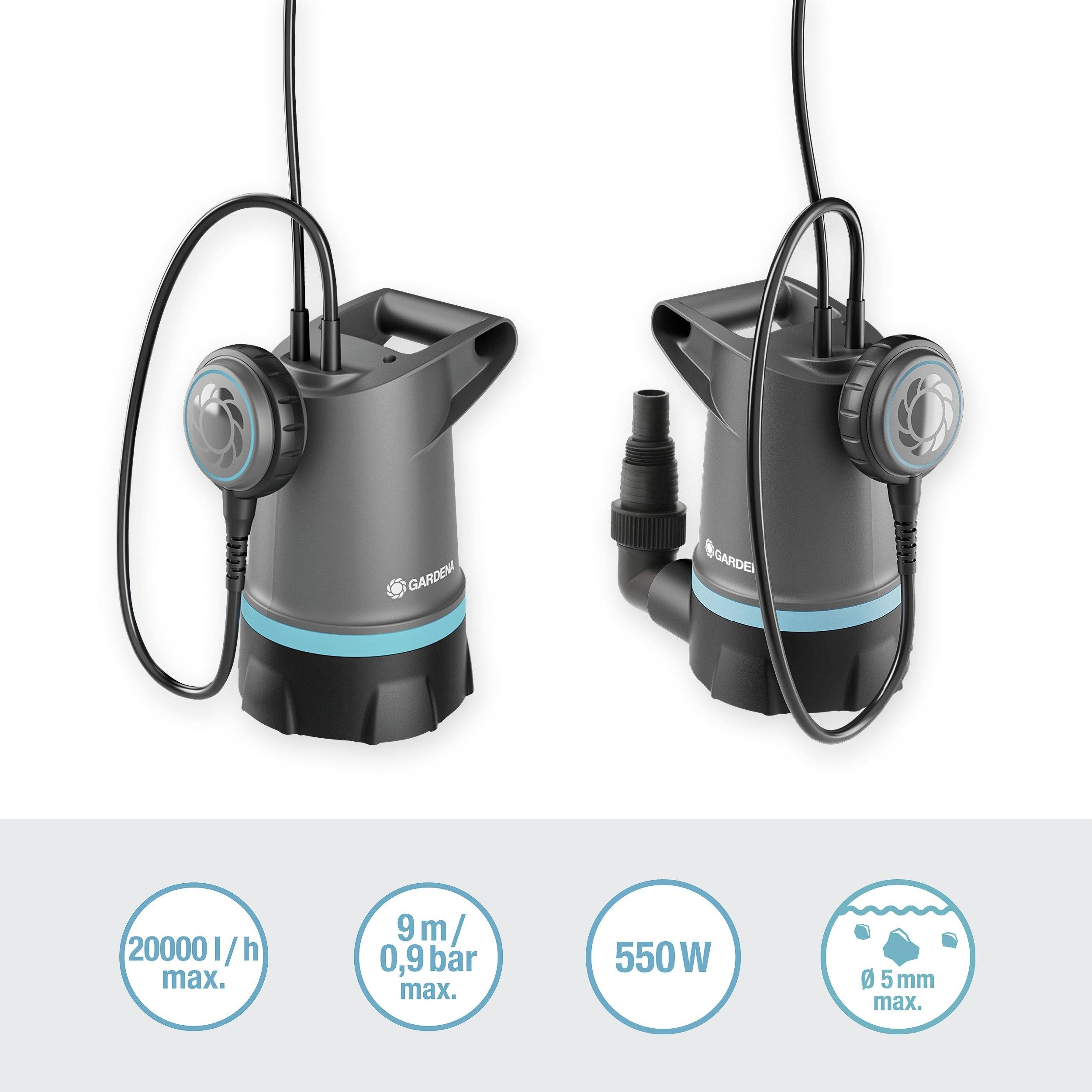 GARDENA 09016-47 2in1 Klarwasser-Tauchpumpe 20000 BASIC Clean water submersible pump 20000 l/h 9 m-5