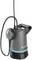 A black submersible pump with a blue stripe and cable is depicted. The device has a practical handle and the brand name 'Gardena'.