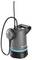A grey submersible pump with a blue ring and cable, suitable for drainage and rainwater applications. Gardena logo visible.