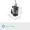 A black water pump with blue accents and dimensions: 23.2 cm width, 18.4 cm depth, 29.5 cm height. Weight: 6 kg.