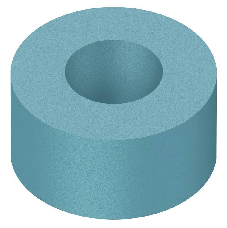Blue cylinder with a hole in the middle, depicting a hollow form.