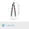 Garden shears with ergonomic handles and adjustable length from 52-67 cm. Weight: 1.1 kg. Measuring scale shows measurements in cm and inches.