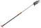 Garden telescopic pruning pole with long handle and blade for cutting high branches, black shaft with orange and grey details.