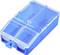 Blue pill organiser with four compartments, suitable for storing tablets for daily intake.