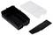 Plastic container with a transparent lid and black internal holder, suitable for organised storage of small items.