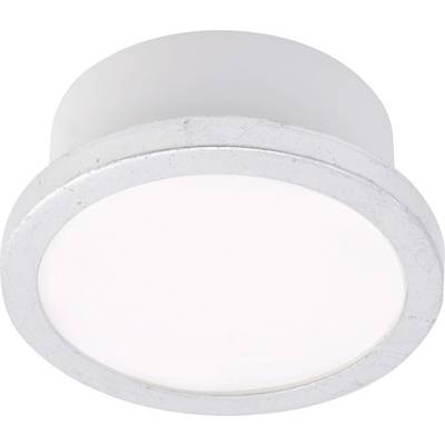 Round, white ceiling spotlight, recessed, with a simple design.