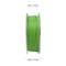 A spool with green filament, diameter specifications: width 65 mm, height 56 mm. Clear plastic and evenly wound material.